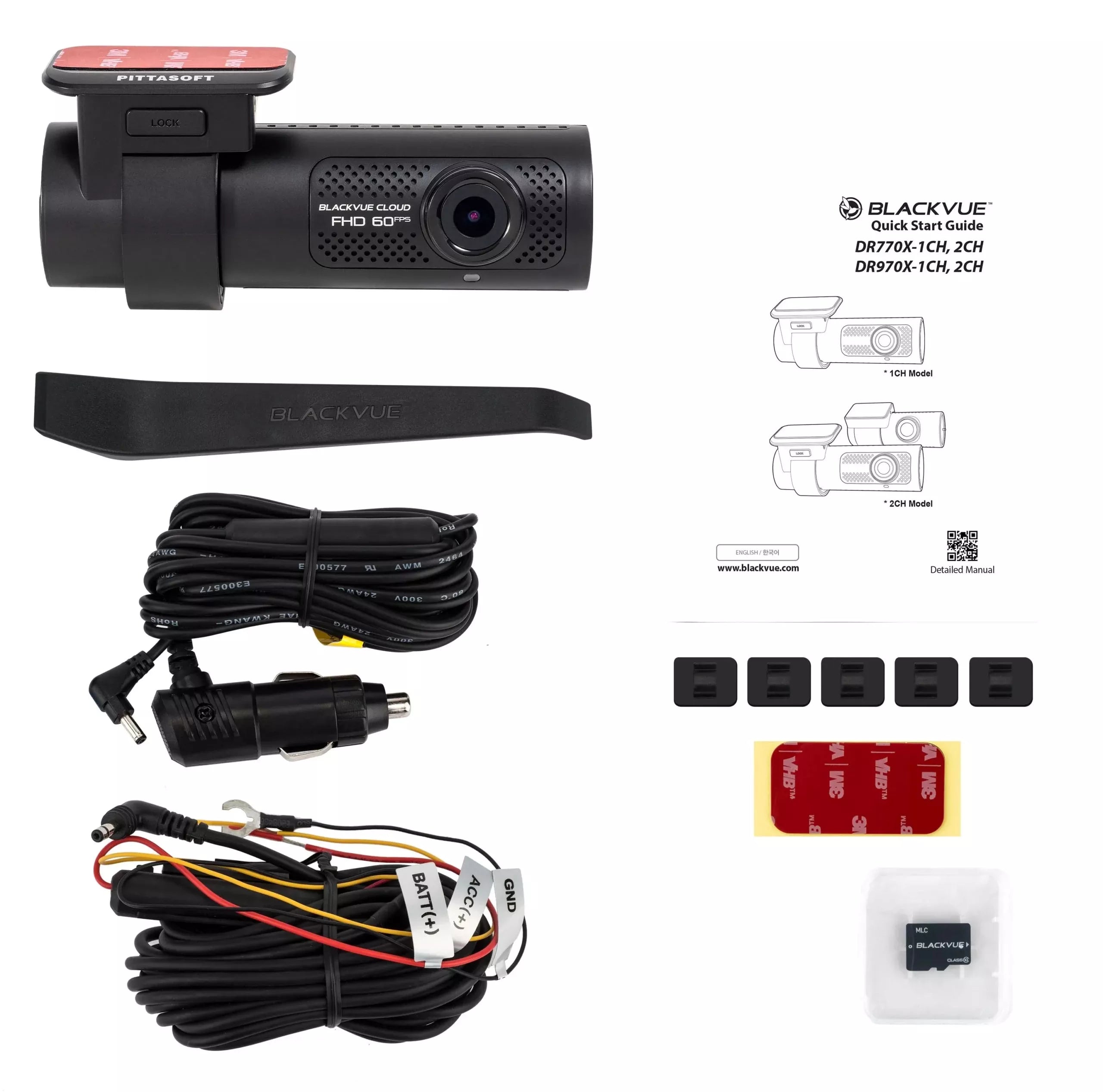 BlackVue DR770X-1CH-64-II Full HD 1080P 60fps Single Channel Dash Cam with 64GB microSD and Built-In GPS