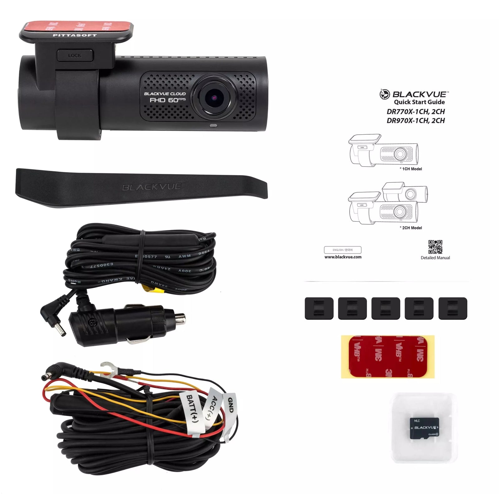 BlackVue DR770X-1CH-64-II Full HD 1080P 60fps Single Channel Dash Cam with 64GB microSD and Built-In GPS