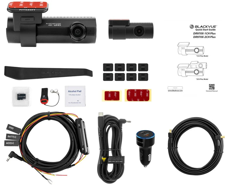 Blackvue DR970X-2CHIR64PLII DR970X-2CH Plus and RC110F-IR-C Infrared Interior Camera Bundle for Ride Share