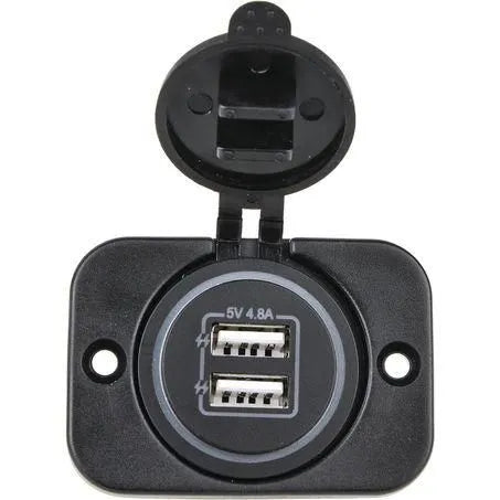 DRIVETECH 4X4 DT-17102 Dual USB Charger Socket 12/24V – Fast 2.4A Per Port for Cars, 4WD & Trucks