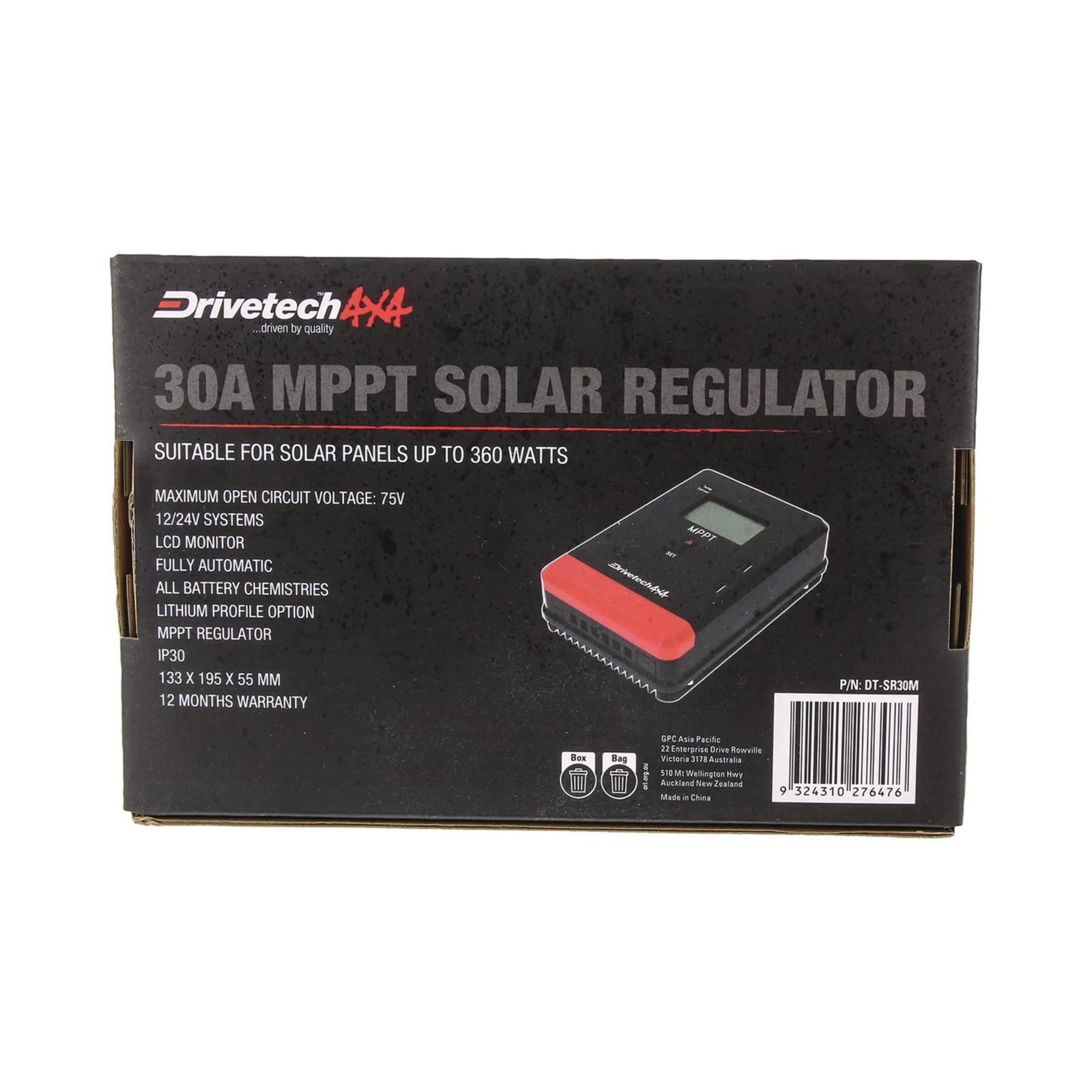 Drivetech 4x4 DT-SR30M 30A MPPT Solar Regulator & Monitor