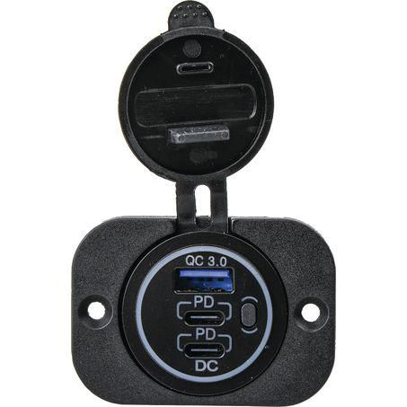 Drivetech 4x4 DT-17104 QC3.0 Quick Charge USB and Dual 55W Type-C Port Power Socket