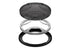 Exploded view of Hertz EG130 speaker grille assembly showing mesh cover, segmented support ring, and mounting base highlighting internal structure and design