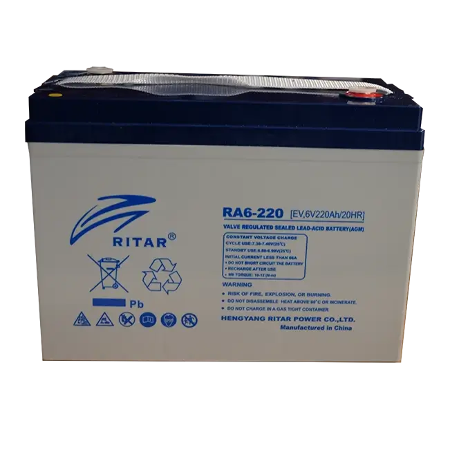 Ritar EV6-220 6V 220Ah AGM Deep Cycle Electric Vehicle Battery