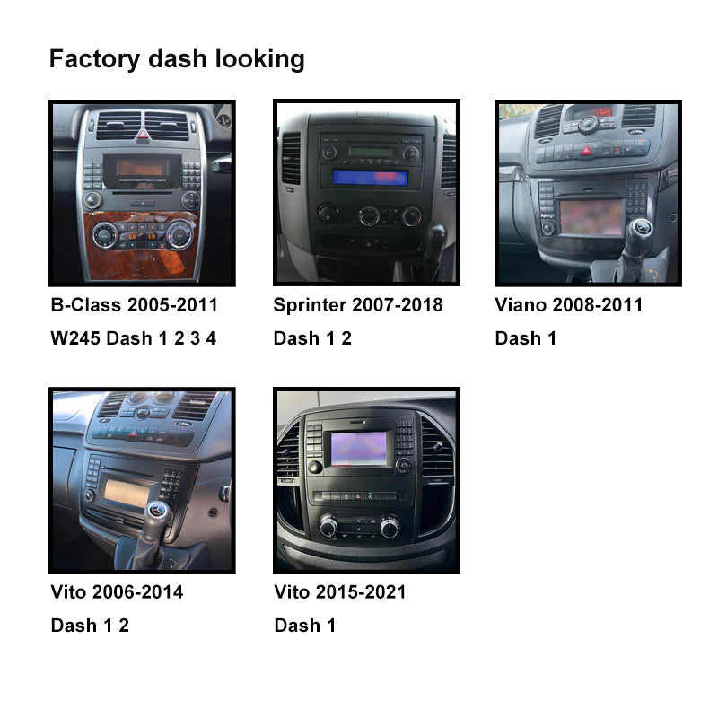 CAC F9MB2K1 9 Inch Fascia Kit Compatible with Mercedes B-Class W245 Sprinter Viano Vito 2005-2021 Universal Trapezoid 9" Stereo Dash Plate with Steering Wheel Control Harness - Black