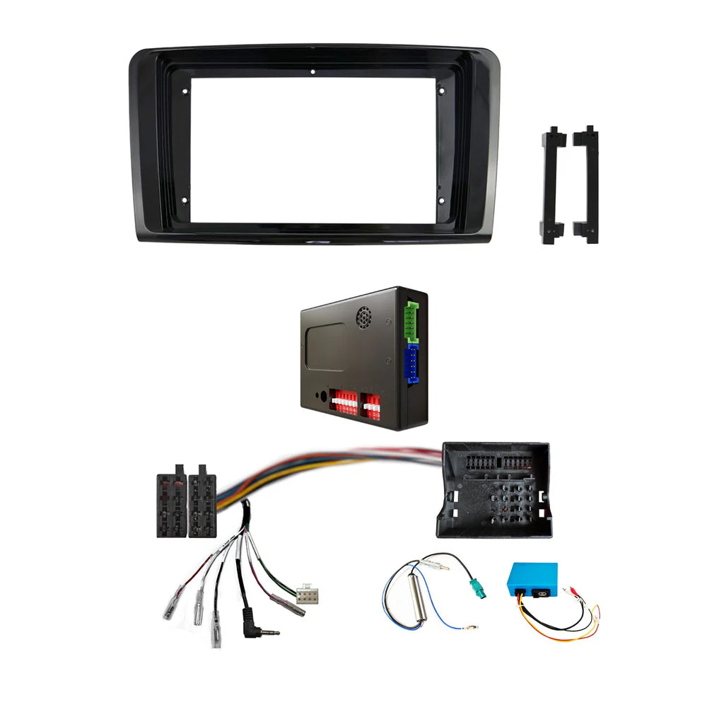 CAC F9MB7K2 9 Inch Fascia Kit Compatible with Mercedes ML GL 2005-2011 Dash 2 Fibre Optic System Universal Trapezoid 9
