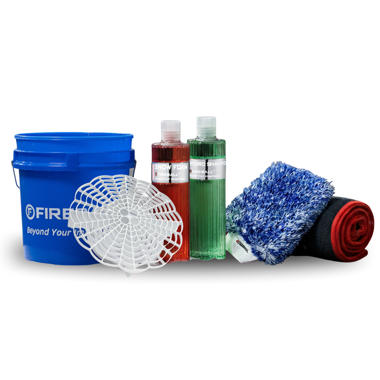 Fireball FB-BK-MT-BL Basic Kit - Wash Mitt (Clear-Blue Bucket)