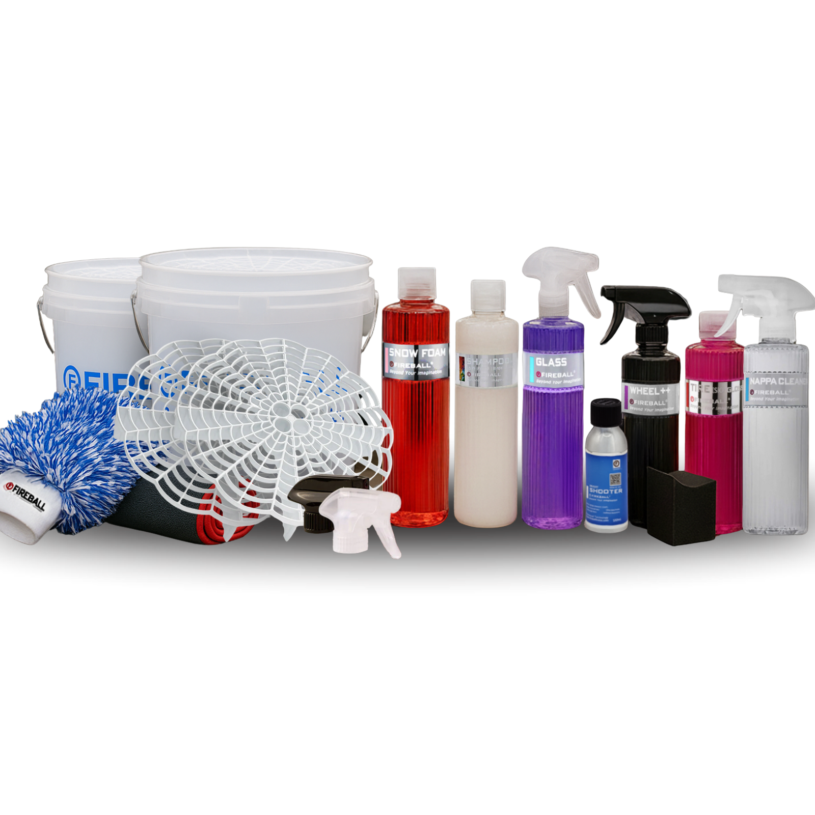 Fireball FB-EK-MT-WH Elite Kit - Wash Mitt (Clear - White Bucket)