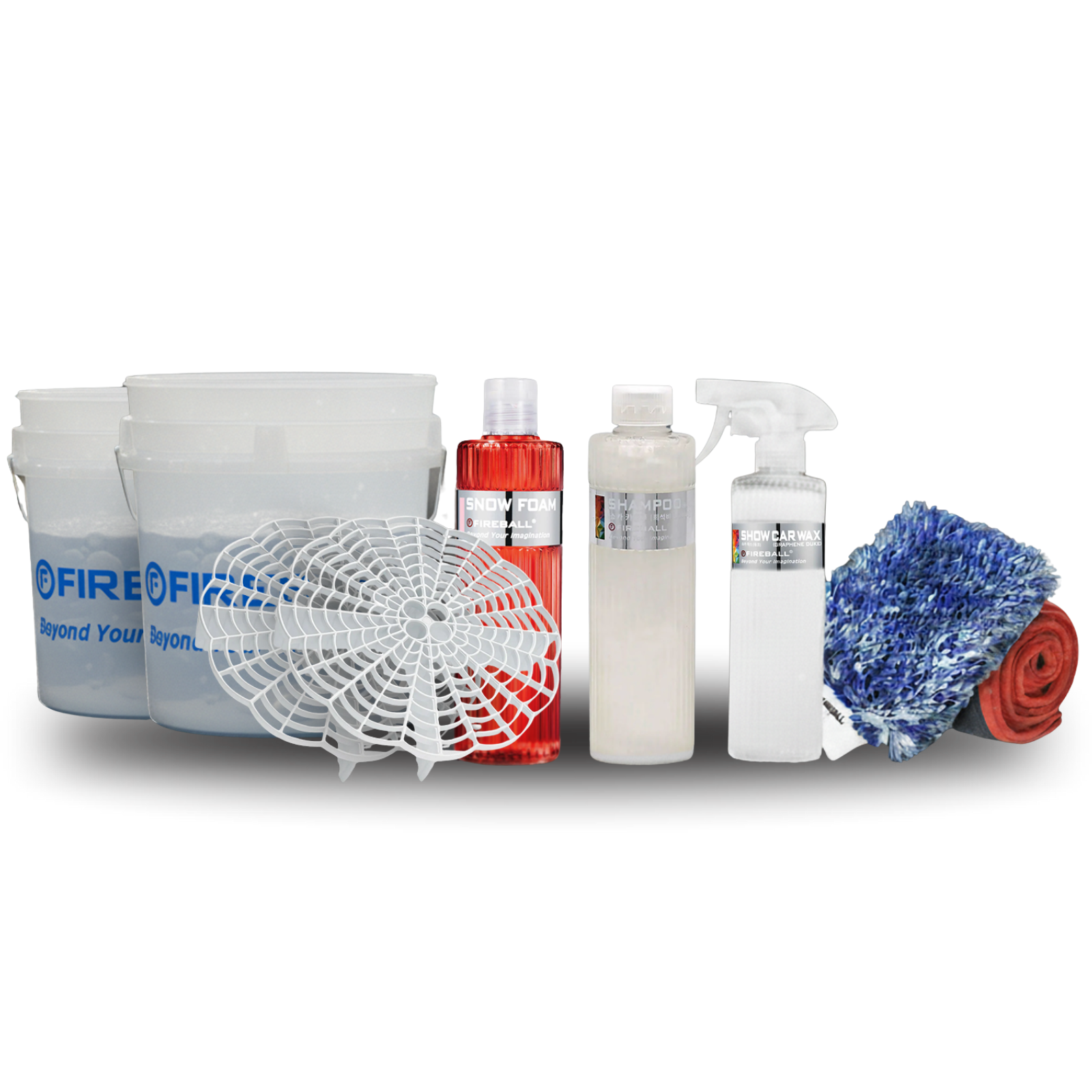 Fireball FB-PK-MT-DUK-CW Premium Kit - Wash Mitt | Duke 500ml | Clear-White Bucket