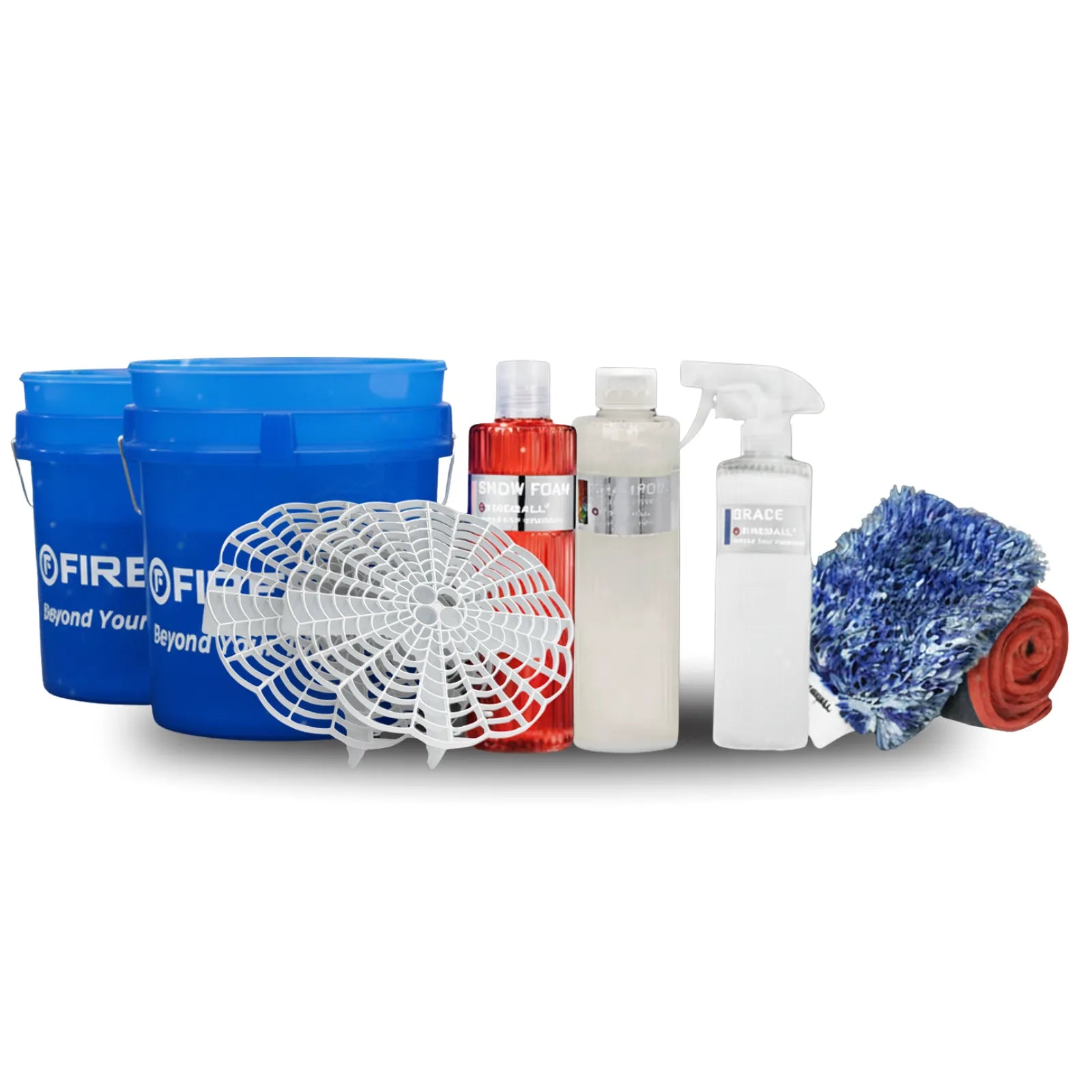Fireball FB-PK-MT-GRC-CB Premium Kit - Wash Mitt | Grace 500ml | Clear-Blue Bucket