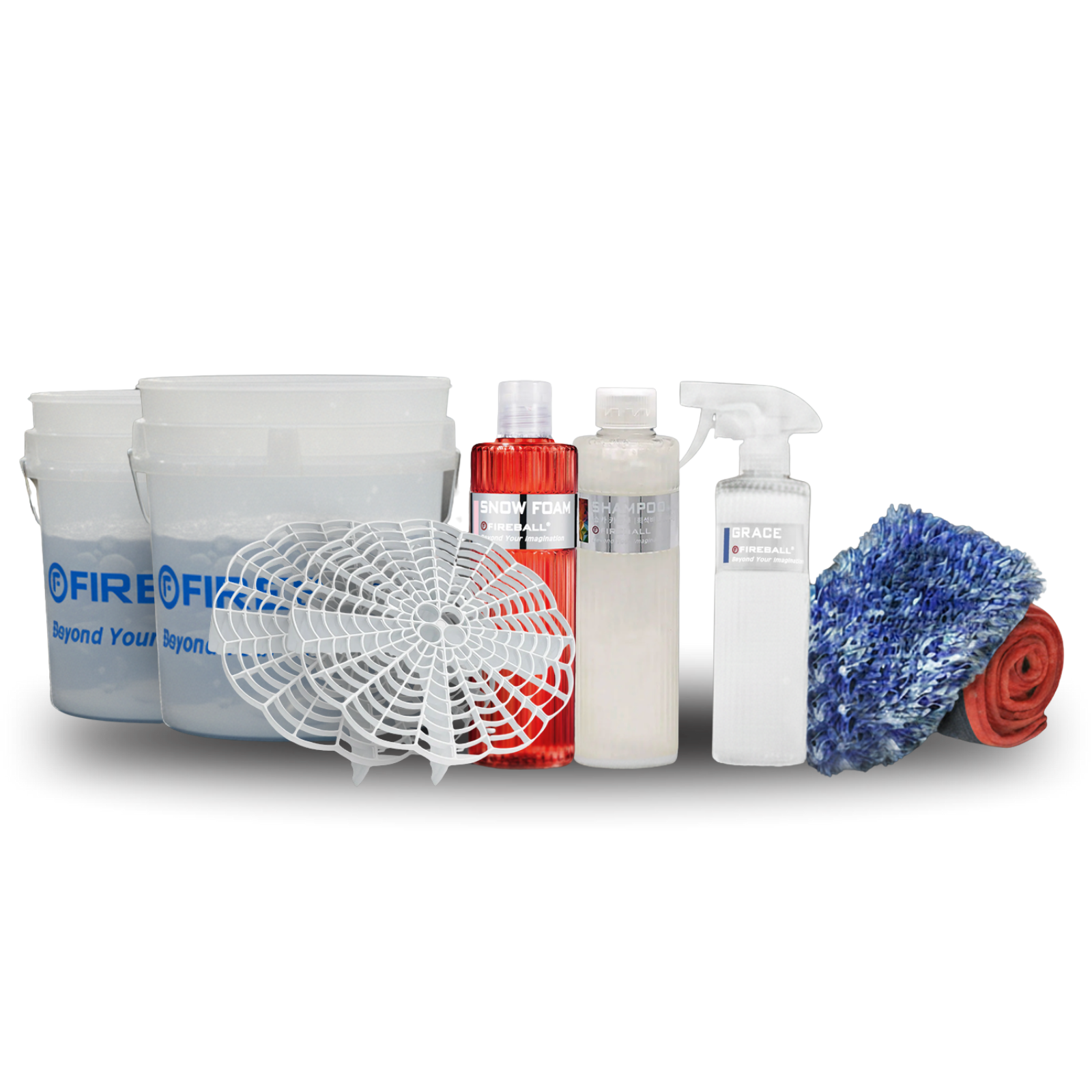 Fireball FB-PK-PD-GRC-CW Premium Kit - Wash Pad | Grace 500ml | Clear-White Bucket