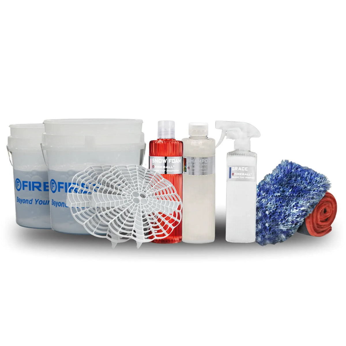 Fireball FB-PK-PD-GRC-CW Premium Kit - Wash Pad | Grace 500ml | Clear-White Bucket