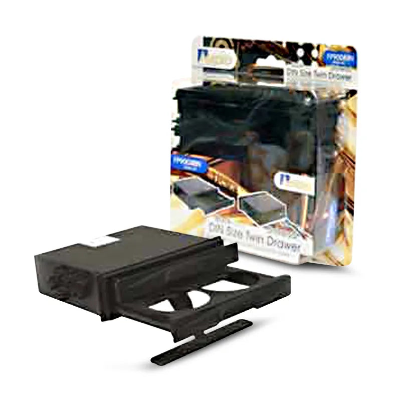 Aerpro FP9008BN Universal DIN Size Two Drawer Pocket with 3.5 Aux Input Black