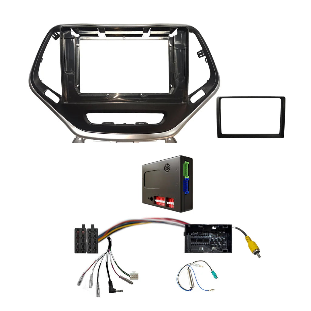 CAC FXJP3K1 9 Inch Fascia Kit Compatible with Jeep Cherokee 2015+ Dash 1 2 Universal Trapezoid 9