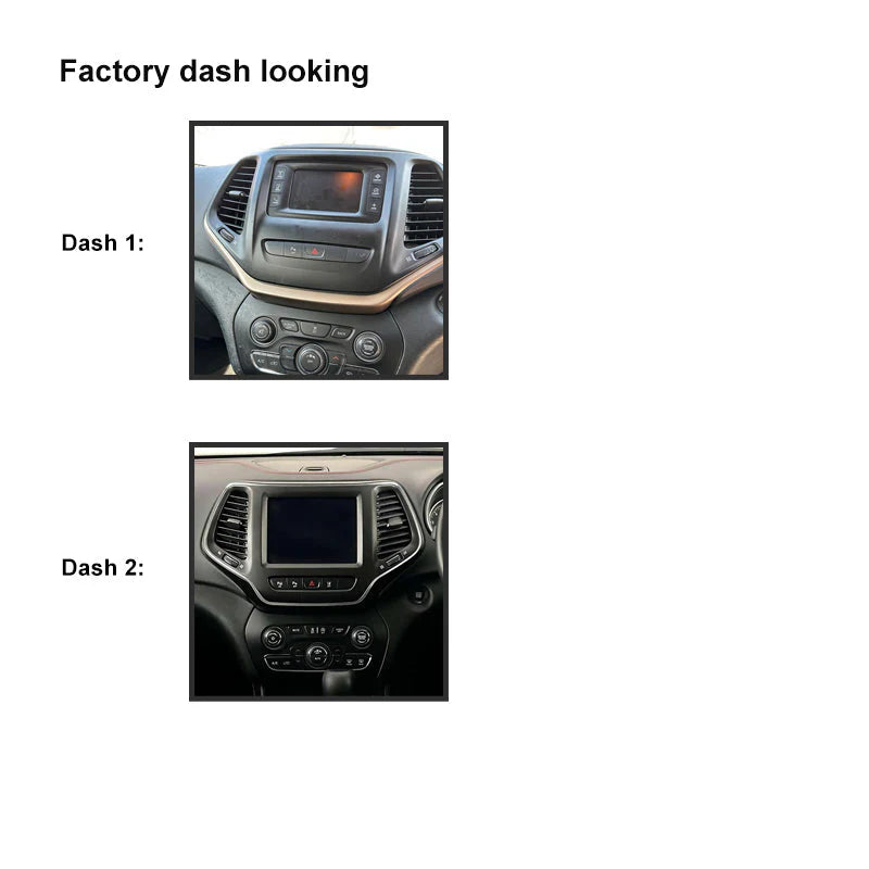 CAC FXJP3K1 9 Inch Fascia Kit Compatible with Jeep Cherokee 2015+ Dash 1 2 Universal Trapezoid 9" or 10" Stereo Dash Plate with Steering Wheel Control Harness, Camera Retention and Amplifier Compatibility - Black