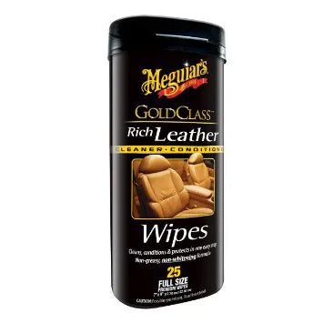 Meguiar's G10900 Gold Class Rich Leather Cleaner/Conditioner Wipes - 25 Pieces