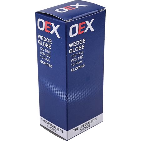 OEX GLX47360 12V 18W W16W Wedge Globe - W2x15D - Pack of 10