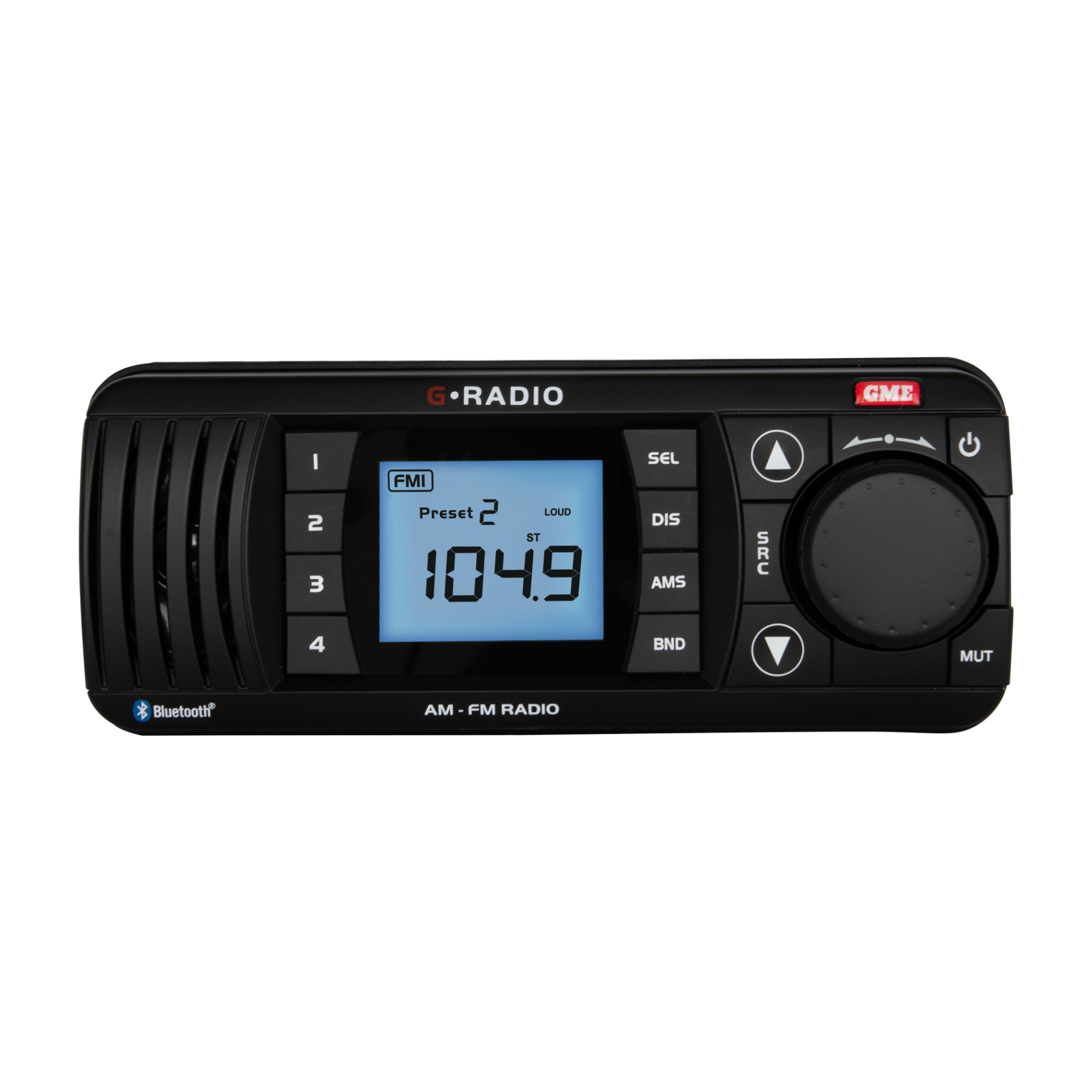 GME GR300BTB Black AM/FM Marine Radio with Bluetooth
