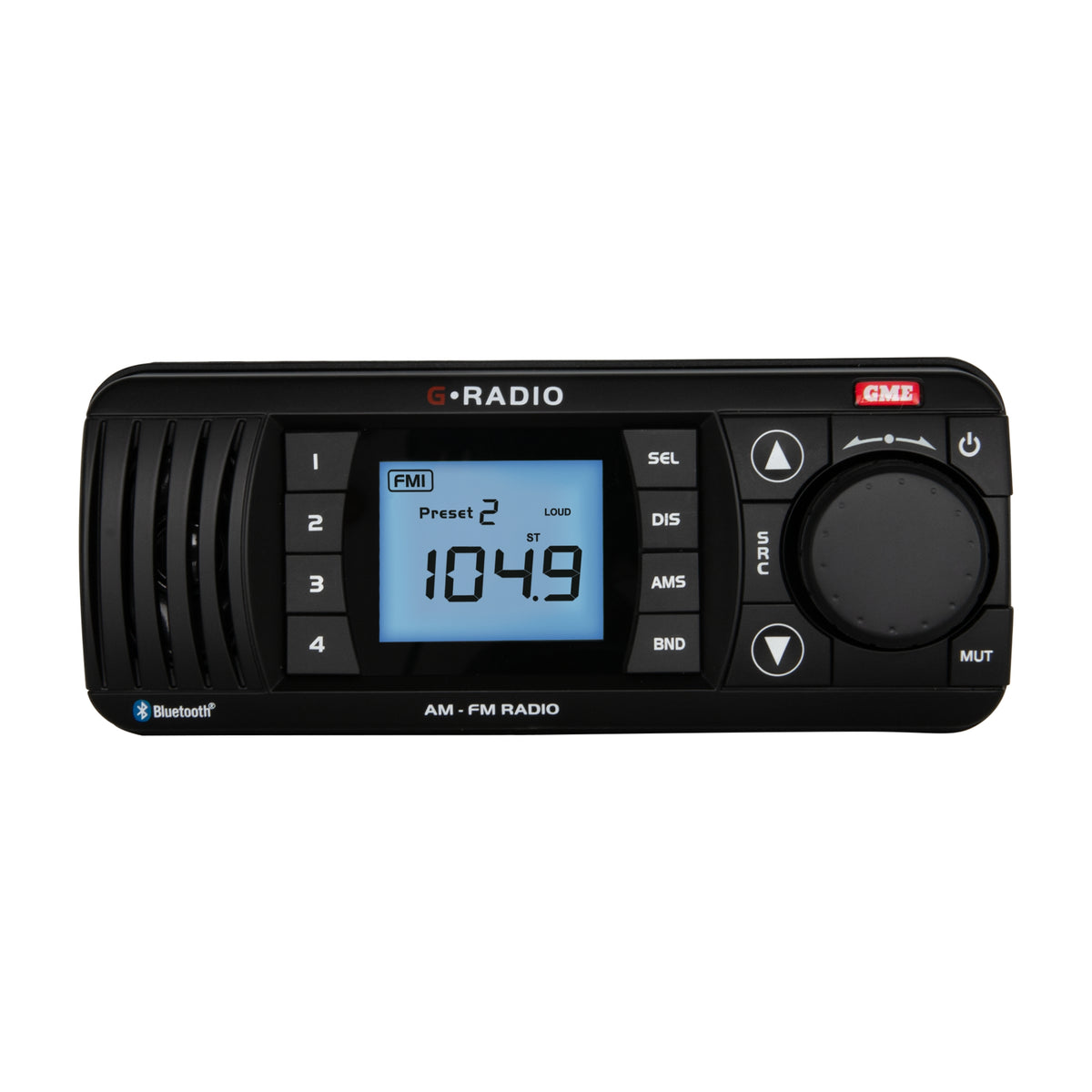 GME GR300BTB Black AM/FM Marine Radio with Bluetooth