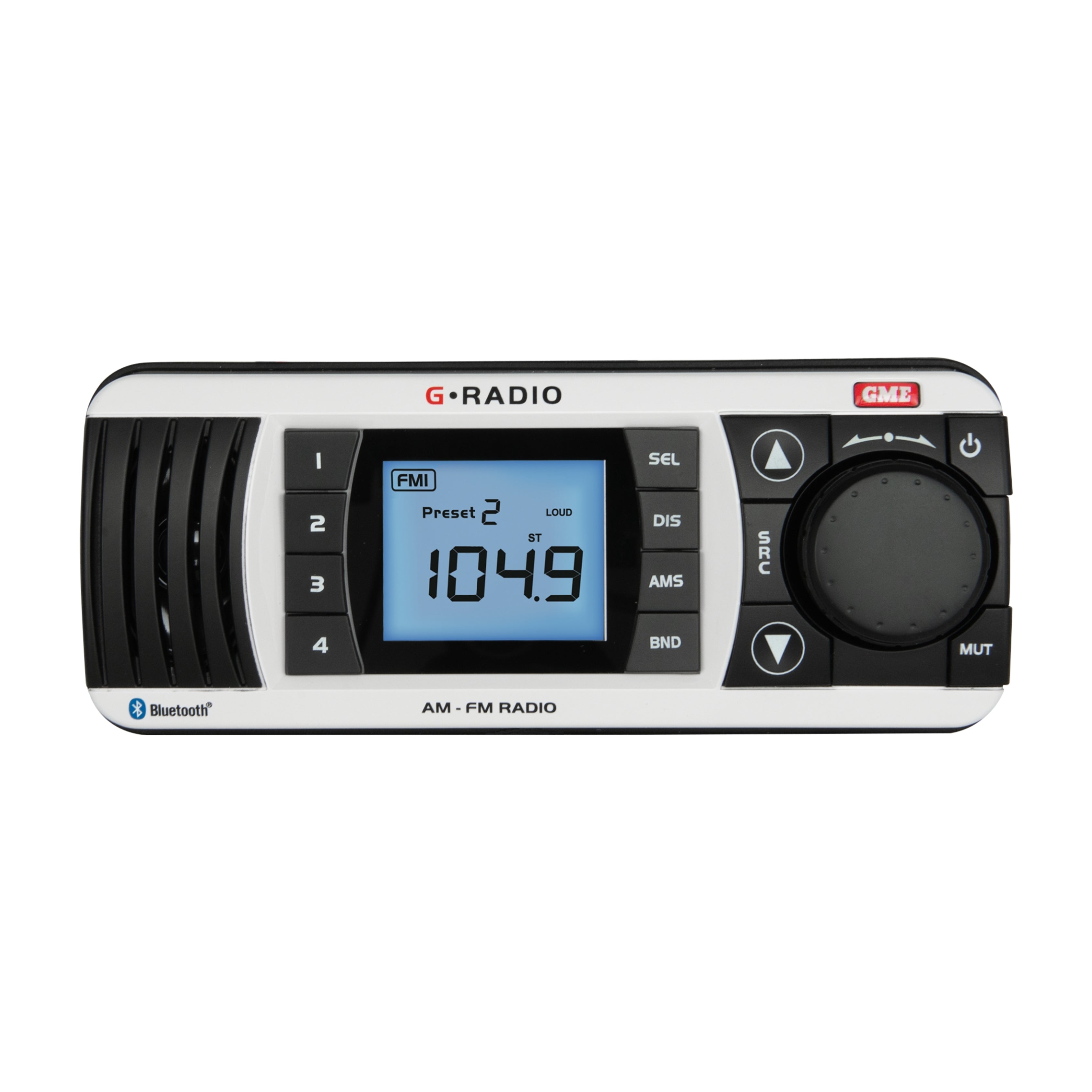 GME GR300BTW White AM/FM Marine Radio with Bluetooth