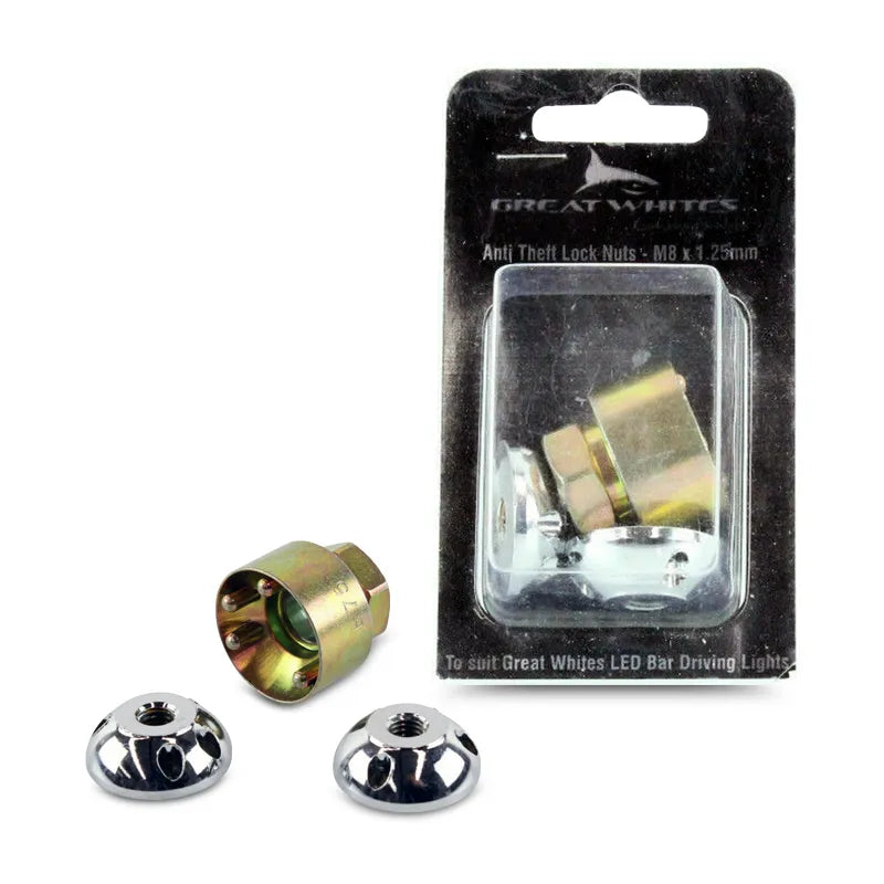 Great Whites GWA0009 8mm Anti Theft Lock Nuts to Suit Bar Driving Light