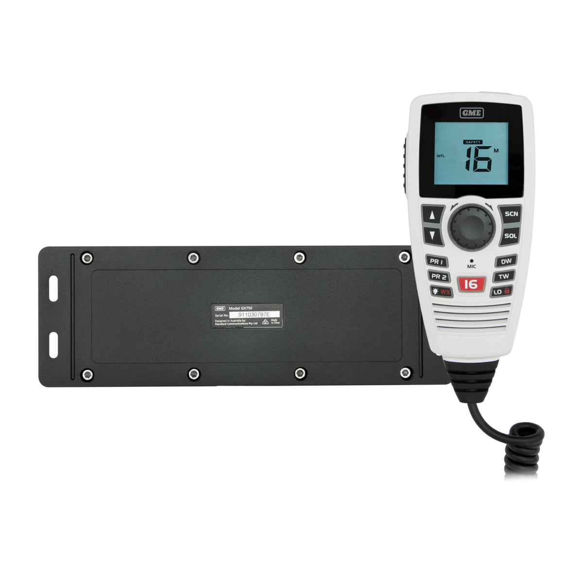GME GX750W Black Box VHF Marine Radio - White