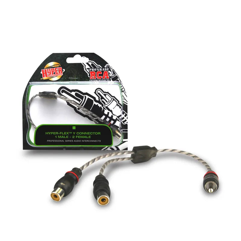 Hyper Connections HC-Y-FFM-6C 1 Male - 2 Female Hyper-Flex™ RCA Y-Splitter Connector - 3 Pack