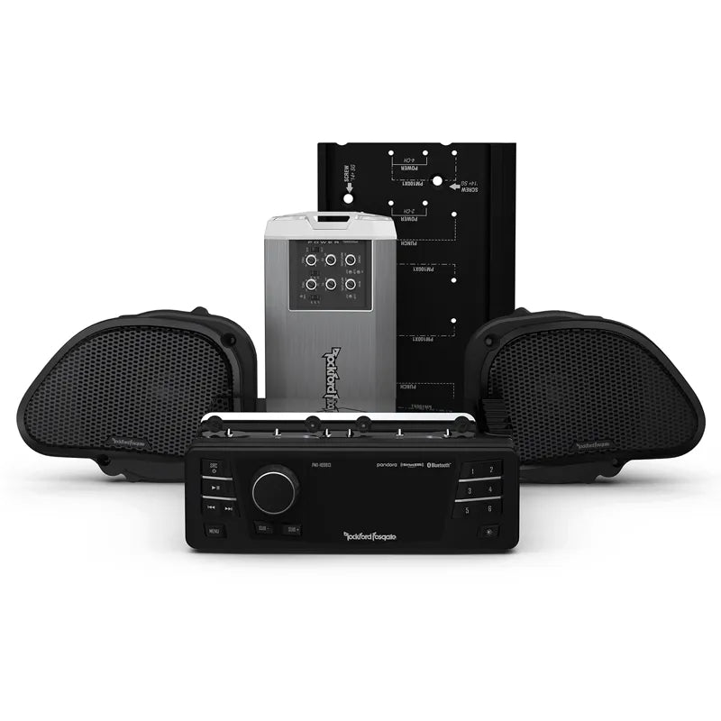 Rockford Fosgate HD9813RG-STAGE2 Source Unit, 2-Speaker and Amplifier Stage 2 Kit for 1998-2013 Harley-Davidson Road Glide