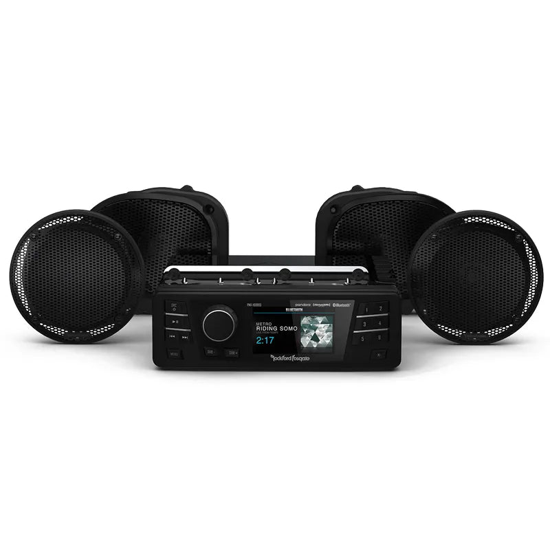 Rockford Fosgate HD9813RGU-STAGE1 Source Unit and 4-Speaker Stage 1 Kit for 1998-2013 Harley-Davidson Road Glide Ultra