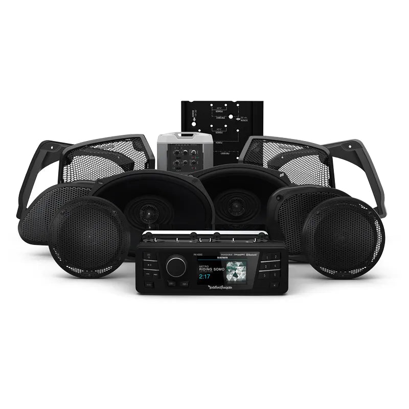 Rockford Fosgate HD9813RGU-STAGE3 Source Unit, 6-Speaker and Amplifier Stage 3 Kit for 1998-2013 Harley-Davidson Road Glide Ultra