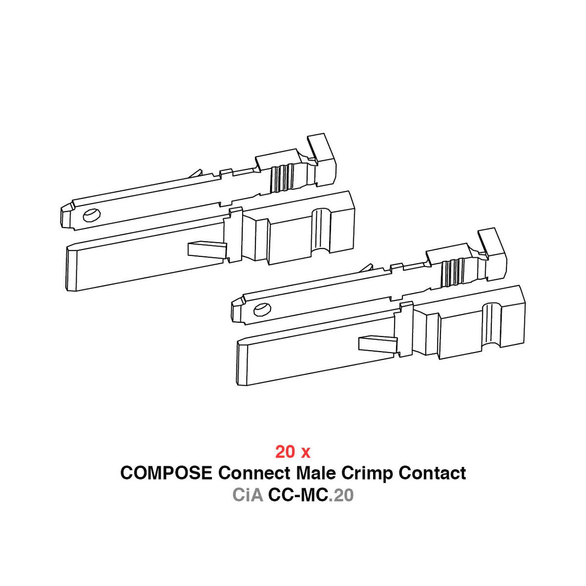 HELIX CiA CC-MC.20 | Premium COMPOSE Connect Male Crimp Contact Kit for Car Audio Enthusiasts