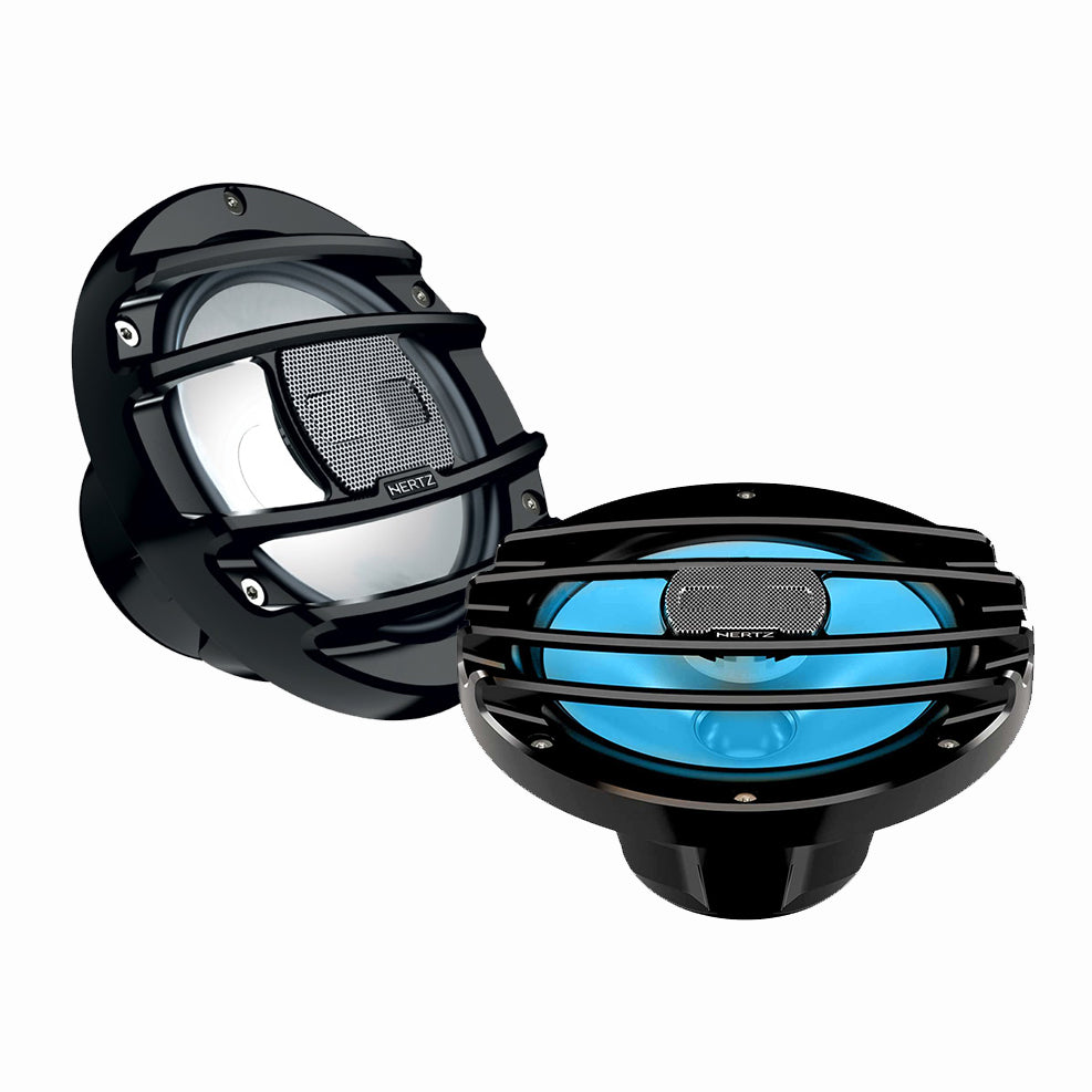 Hertz HMX 8 S LD 8" 200W Hi-Performance Black Powersport Coaxial Speakers With RGB LED Lighting - Pair