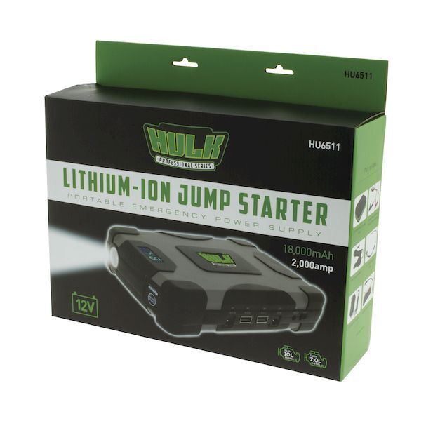 Hulk 4x4 HU6511 Lithium Jump Starter 18,000mAh 2000 Amp Portable