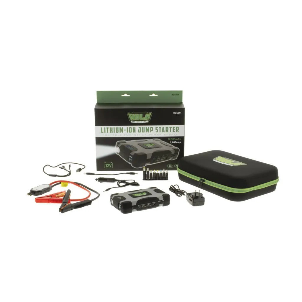 Hulk 4x4 HU6511 Lithium Jump Starter 18,000mAh 2000 Amp Portable