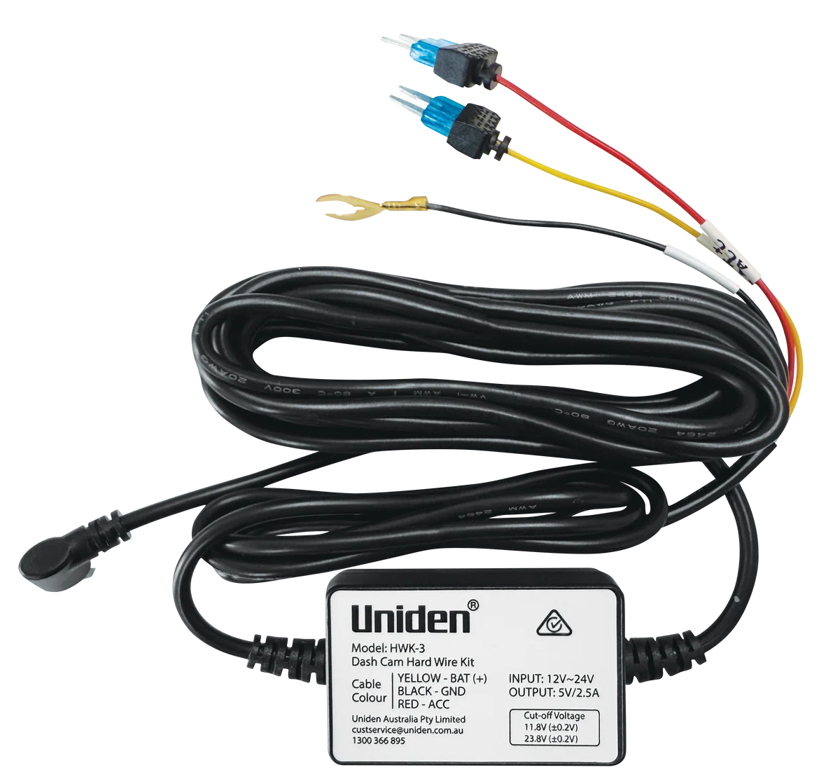 UNIDEN HWK-3 - Hard Wire Kit for Smart Dash Cams with USB-C