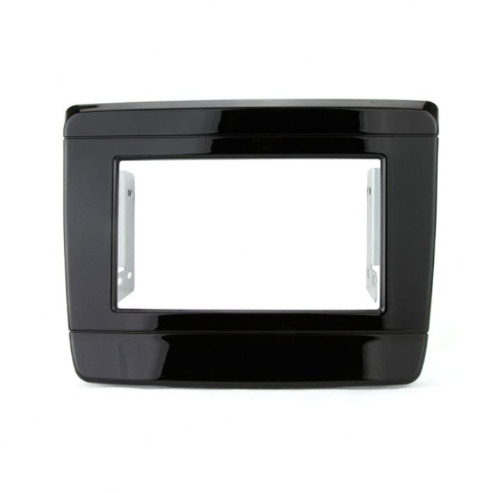 Double DIN fascia panel with premium piano gloss black finish and mounting brackets