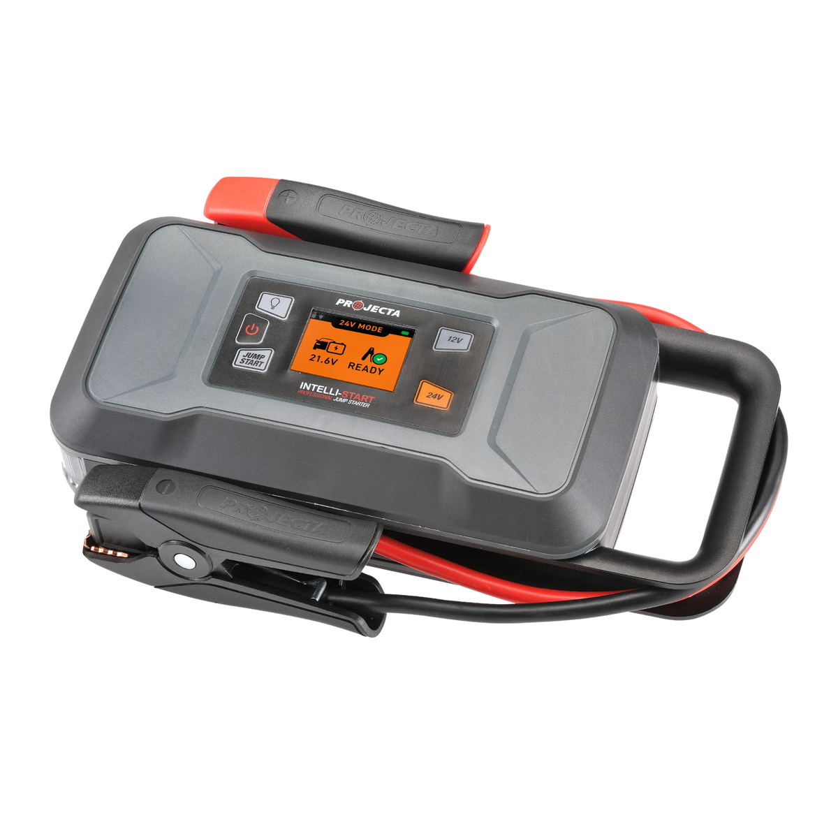 Proecta IS2000 battery charger with digital display on a white background