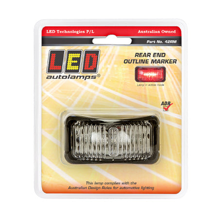 LED Autolamps 42RM Rear End Outline LED Marker Red Lens 16cm Cable Blister Pack