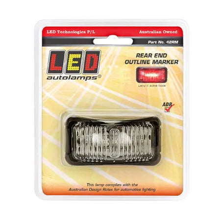 LED Autolamps 42RM Rear End Outline LED Marker Red Lens 16cm Cable Blister Pack