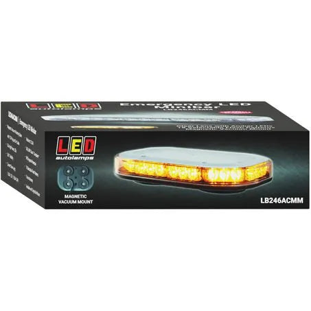 LED Autolamps LB246ACMM 12/24V Amber Emergency Mini Light Bar 18 Selectable Flash Patterns Magnetic Mount