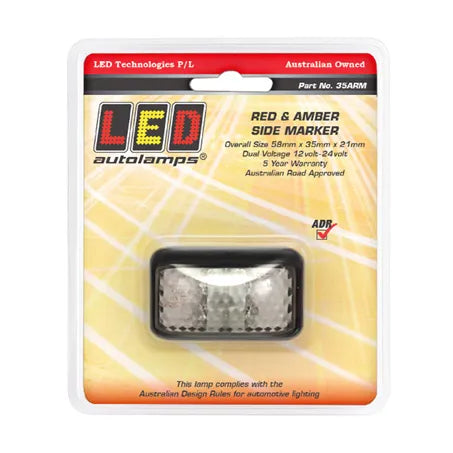LED Autolamps 35ARM Stop/Tail Indicator With 18 Square LEDs Multi Volt Blister