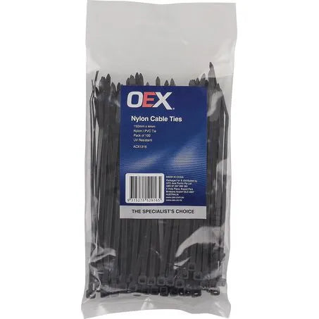 OEX ACX1316 Black Nylon Cable Ties - 3.6mm x 150mm - Pack of 100