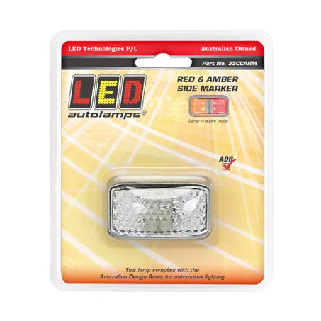 LED Autolamps 35CCARM 10/30V Chrome Series LED Red Amber Side Marker 40cm Wire