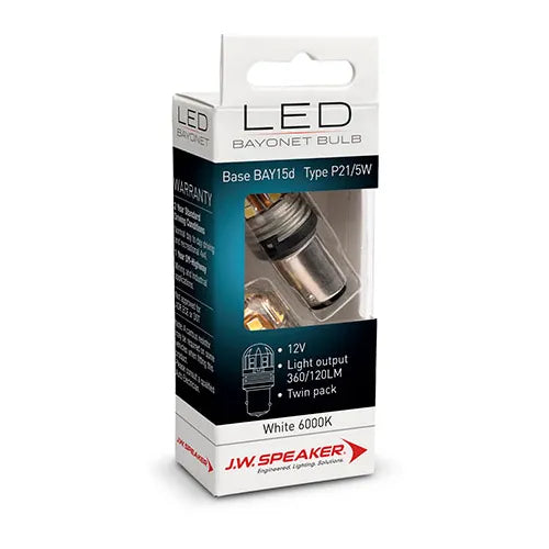 J.W. Speaker 990144 LED Bayonet Globe 12/24V 21/5W BA15d - 2 Pce