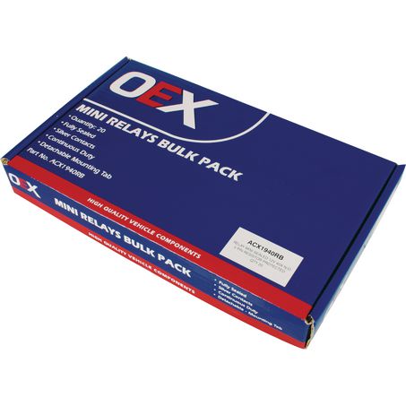 OEX ACX1940RB Mini Relay 12V Normally Open 40A - Resistor Protected - Pack of 20