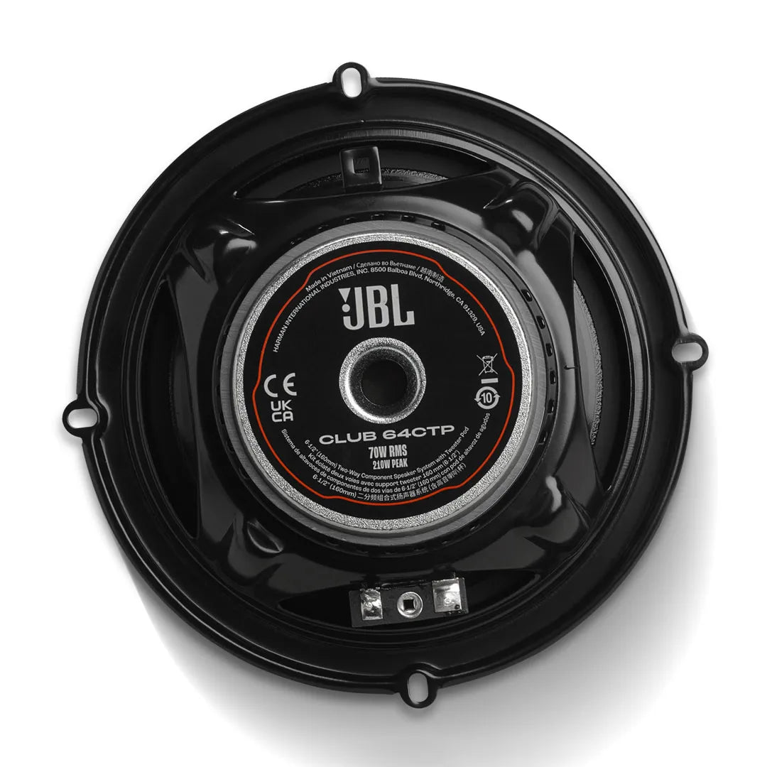 JBL Club 64CTP | 6.5 Inch 210W 2-Way Component Speaker - with Grille & Pod (Pair)