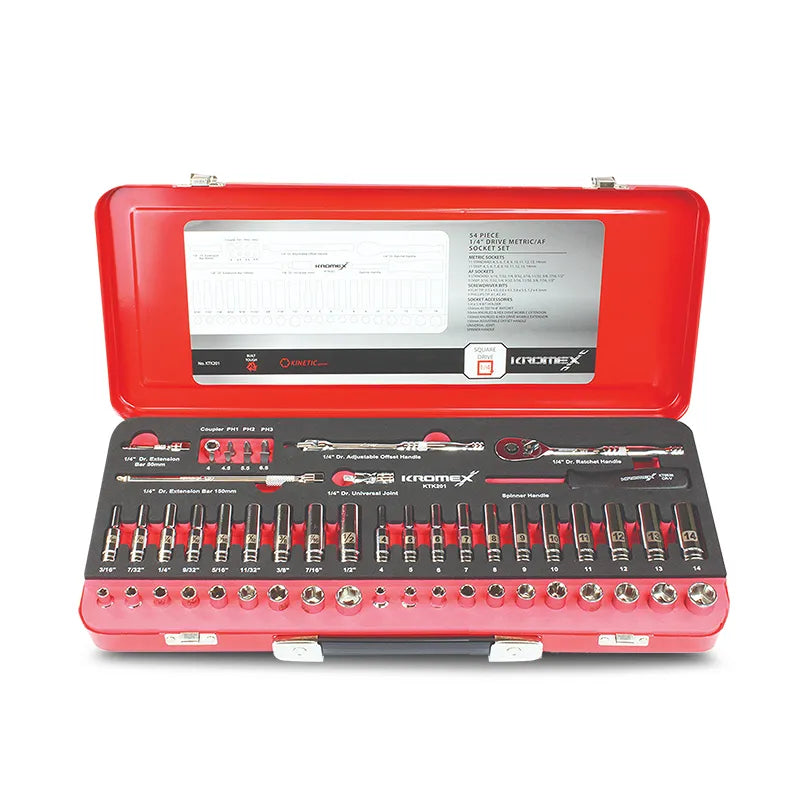 Kromex KTK201 Socket Set 1/4 Drive Imperial & Metric 54 Piece
