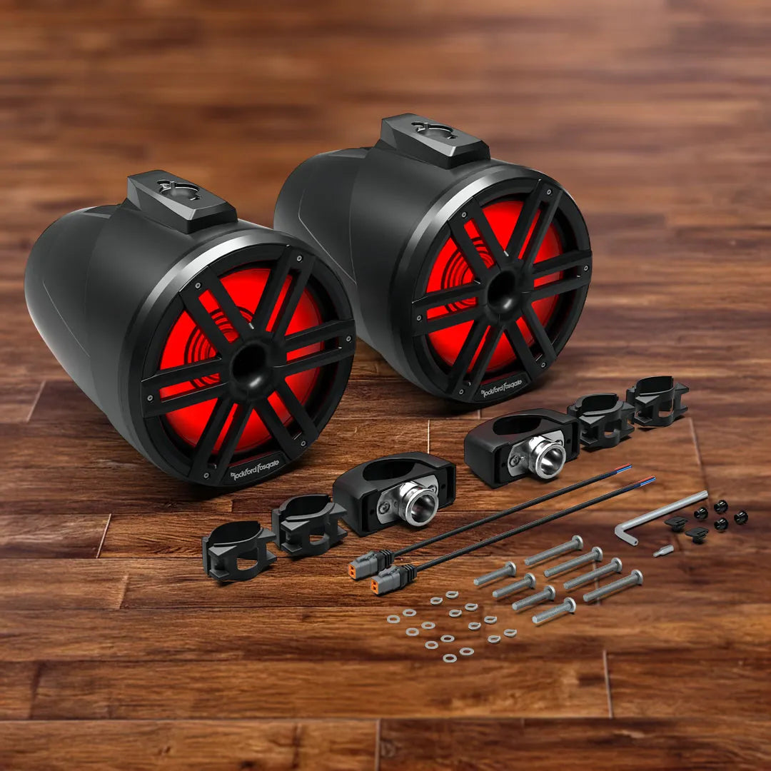 Rockford Fosgate M2WL-10HB M2 10 Inch Color Optix 2-Way Horn Loaded Wake Tower Speakers - Black (Pair)