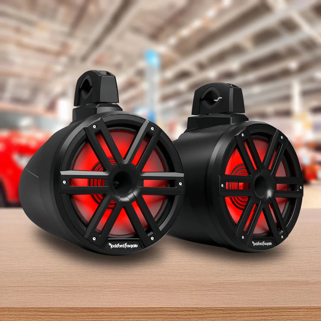 Rockford Fosgate M2WL-10HB M2 10 Inch Color Optix 2-Way Horn Loaded Wake Tower Speakers - Black (Pair)
