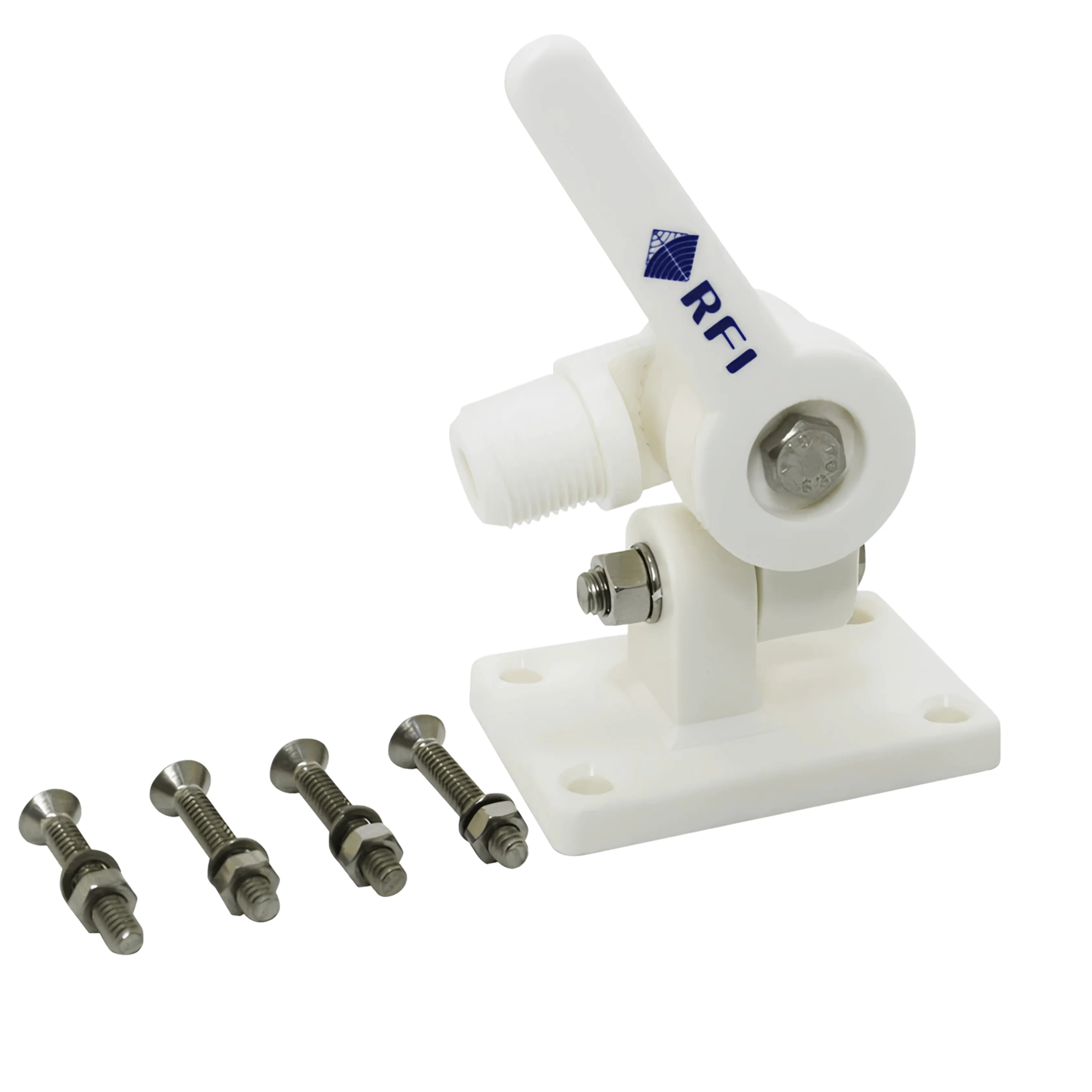 RFI MAM-101 White Marine Knock Down Antenna Mount with Hardware